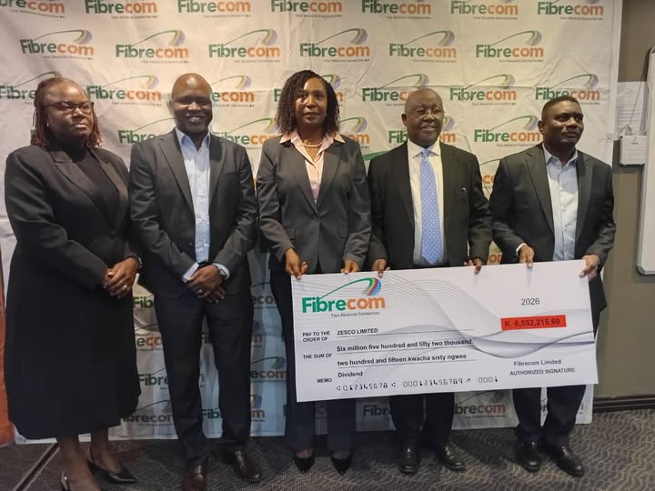 FIBERCOM ZAMBIA DECLARES 6.5 MILLION KWACHA DIVIDEND TO ZESCO
